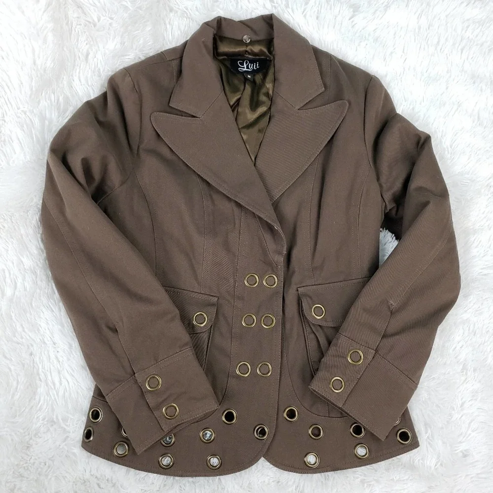 Anthropologi Luii brown rivet blazer jacket sz med - Picture 1 of 9